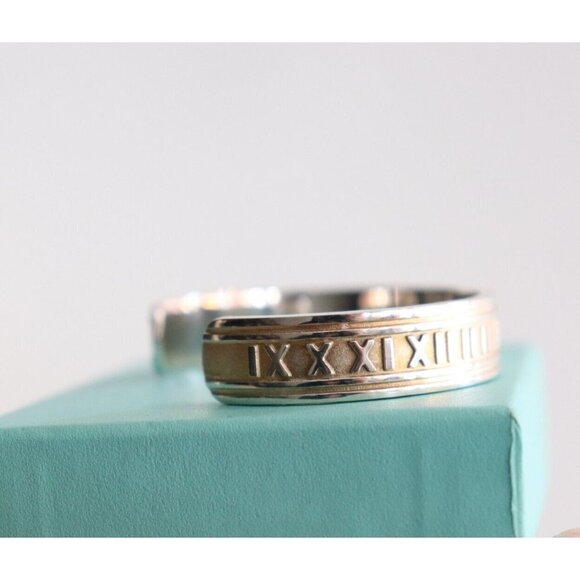 Tiffany & Co. Women's Silver Atlas Cuff Bracelet Sterling Silver Roman Numeral - Picture 7 of 9